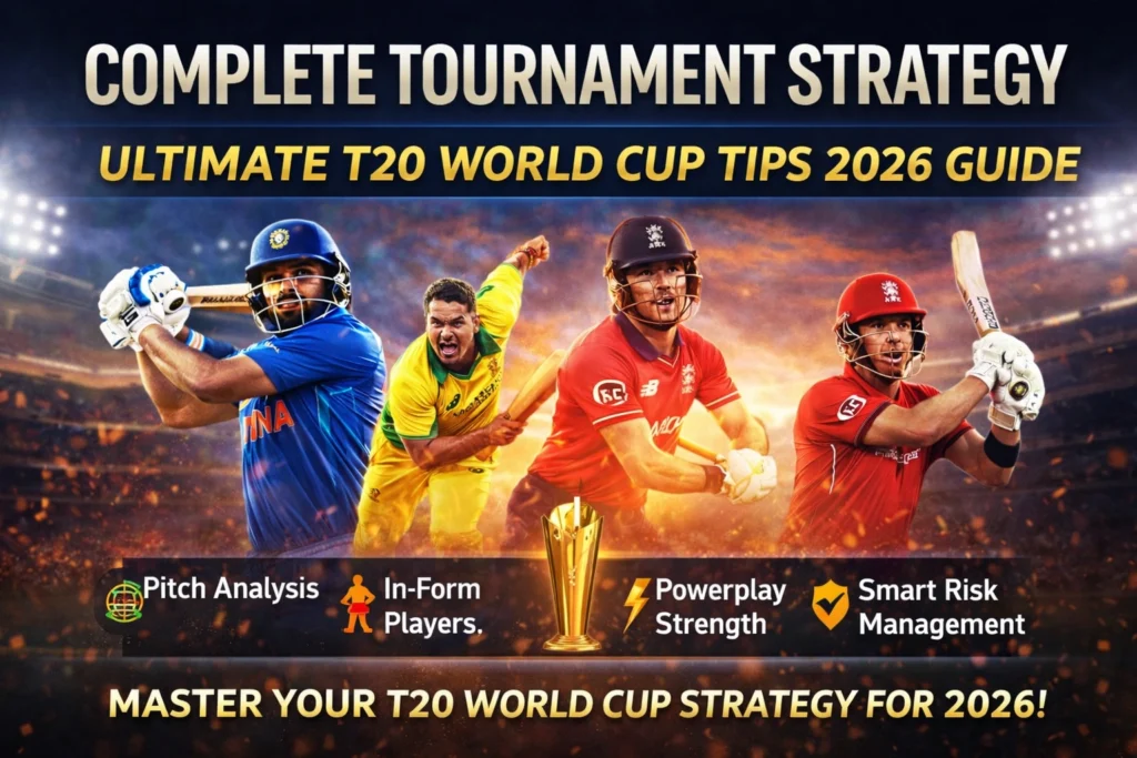 Complete Tournament Strategy – Ultimate T20 World Cup Tips 2026 Guide promotional banner