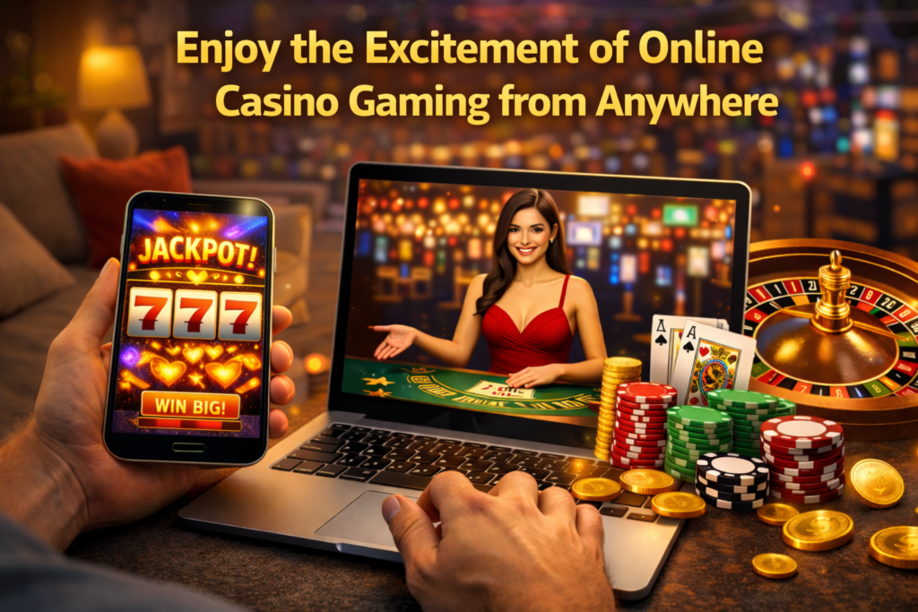 Play online casino games on mobile and laptop with slots blackjack roulette and live dealer action
