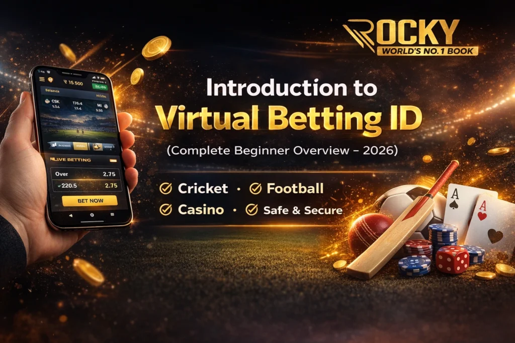 Virtual Betting ID 2026 online betting dashboard with Rocky Book logo
