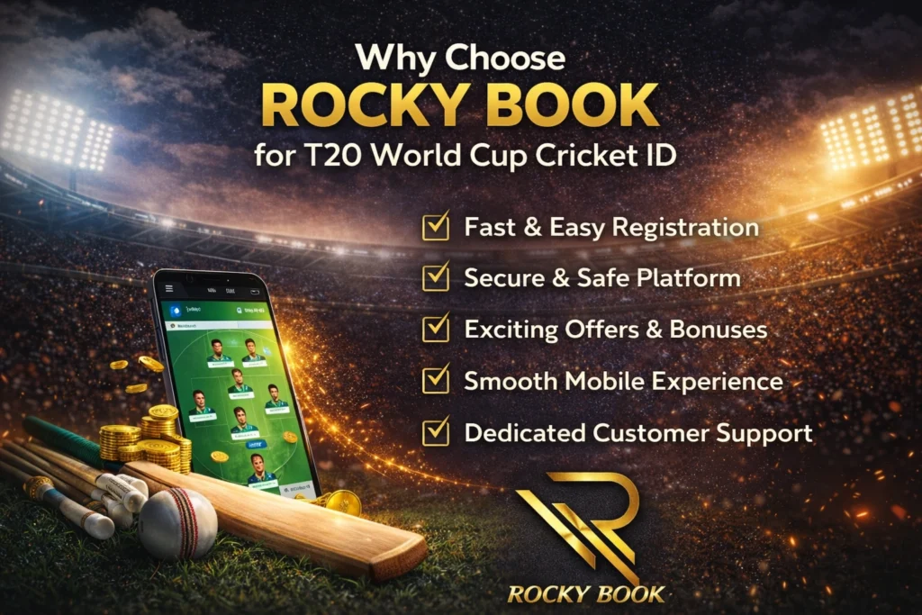Why Choose Rocky Book for T20 World Cup Cricket ID promotion banner