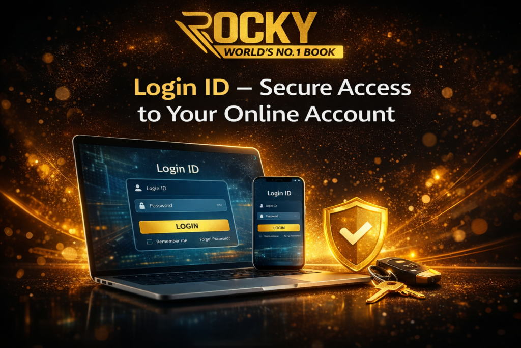Rocky Login ID secure account access guide with Rocky World's No 1 Book logo