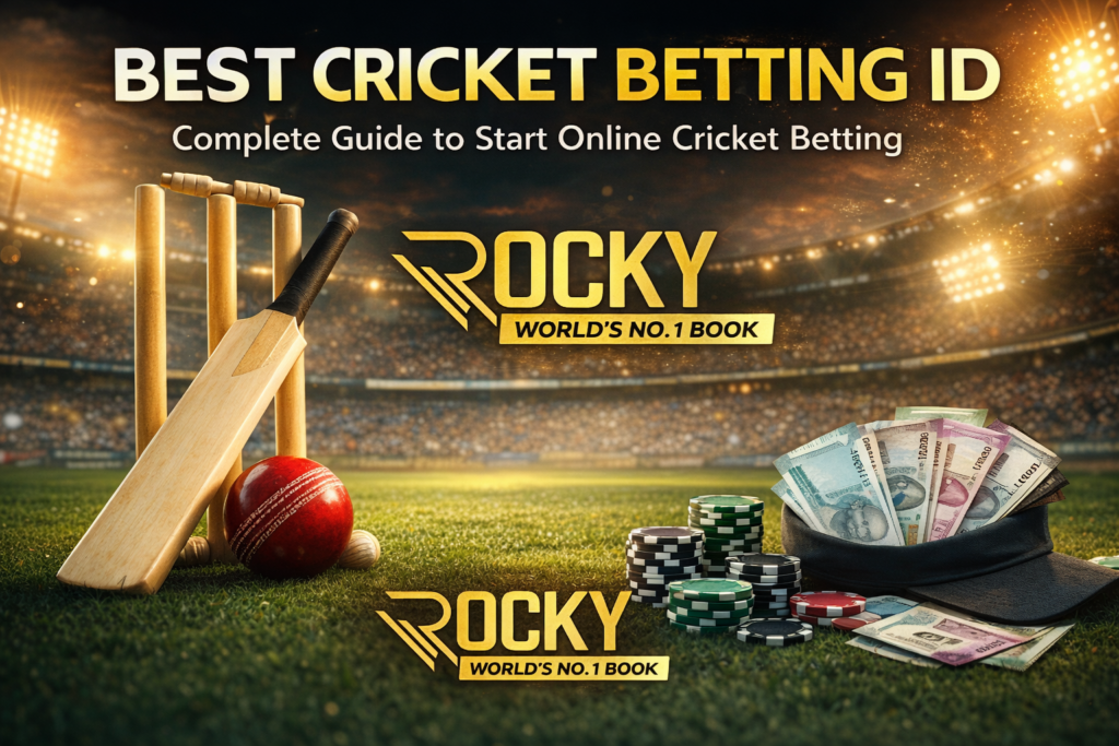Best Cricket Betting ID guide with Rocky World's No.1 Book logo for secure online cricket betting platform