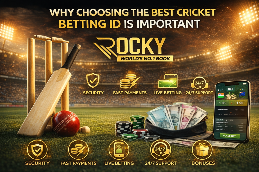 Why choosing the best cricket betting ID is important – secure online betting platform with Rocky World's No.1 Book logo