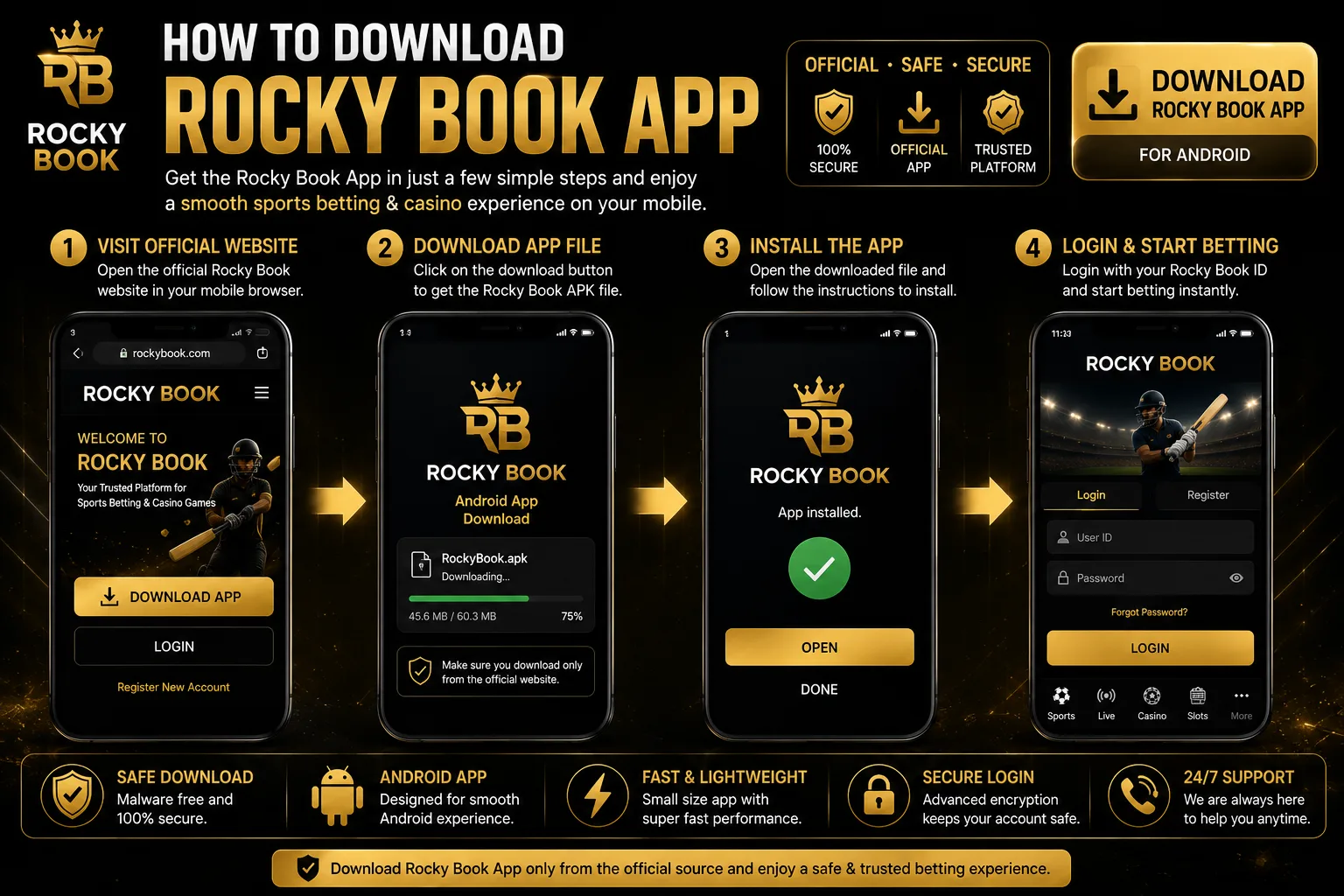 Rocky Book Casino App live casino and online casino games